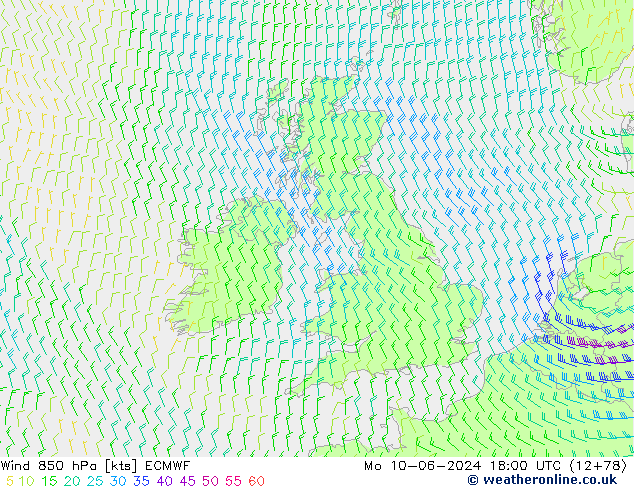 Wind 850 hPa ECMWF Mo 10.06.2024 18 UTC