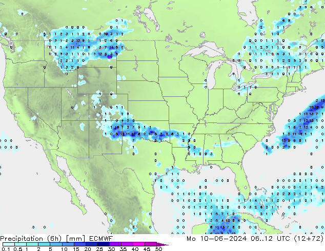 Yağış (6h) ECMWF Pzt 10.06.2024 12 UTC