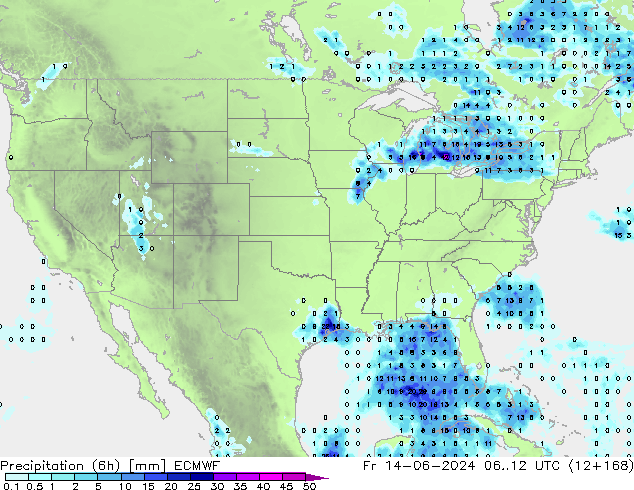 Z500/Rain (+SLP)/Z850 ECMWF ven 14.06.2024 12 UTC