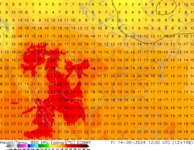 Z500/Rain (+SLP)/Z850 ECMWF ven 14.06.2024 12 UTC