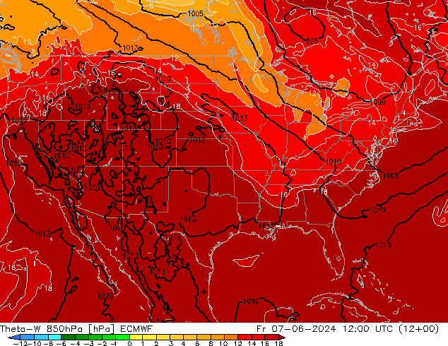 Theta-W 850hPa ECMWF ven 07.06.2024 12 UTC