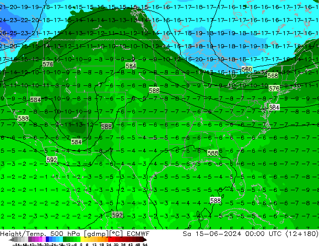 Z500/Rain (+SLP)/Z850 ECMWF Sa 15.06.2024 00 UTC