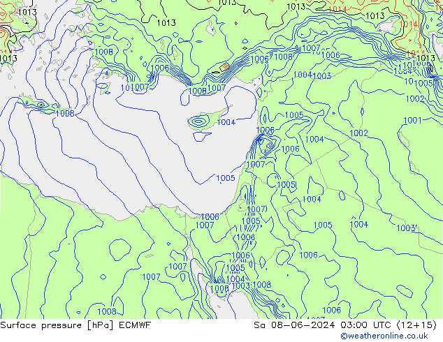 Atmosférický tlak ECMWF So 08.06.2024 03 UTC