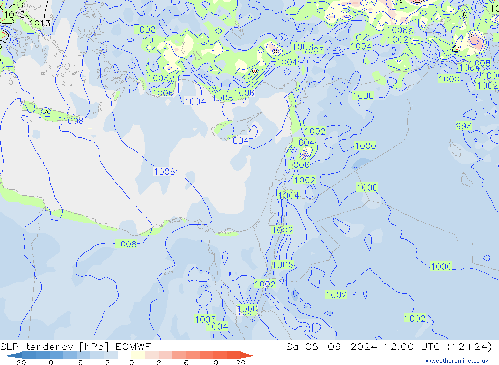 SLP tendency ECMWF Sáb 08.06.2024 12 UTC