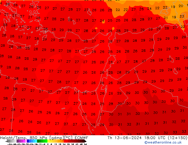 Z500/Rain (+SLP)/Z850 ECMWF чт 13.06.2024 18 UTC