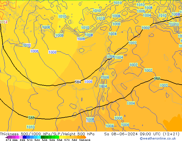 Thck 500-1000hPa ECMWF sam 08.06.2024 09 UTC