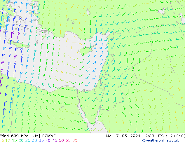 Wind 500 hPa ECMWF Mo 17.06.2024 12 UTC