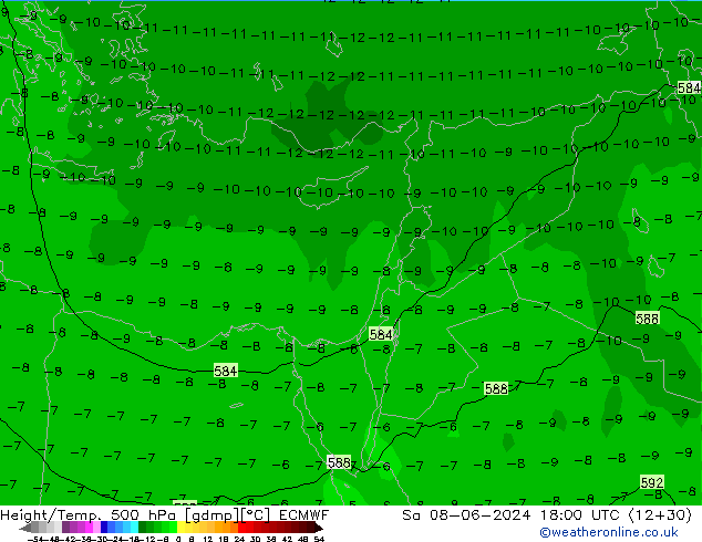 Z500/Rain (+SLP)/Z850 ECMWF Sáb 08.06.2024 18 UTC