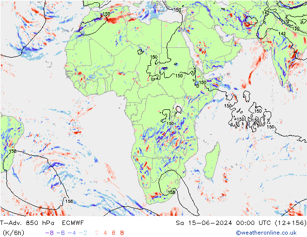 T-Adv. 850 hPa ECMWF Sa 15.06.2024 00 UTC