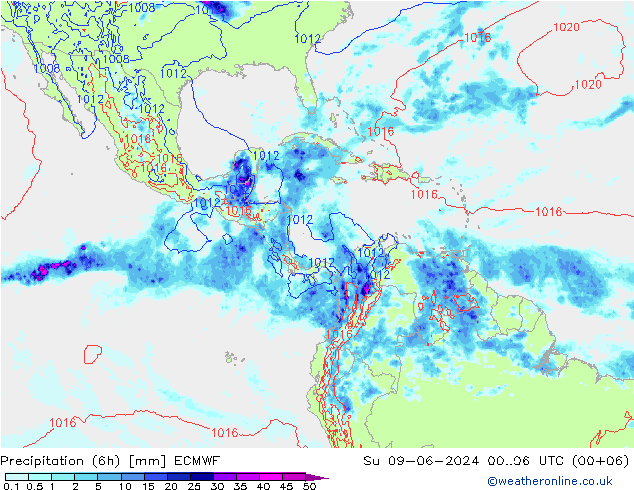 Z500/Rain (+SLP)/Z850 ECMWF So 09.06.2024 06 UTC