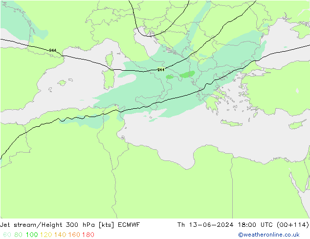 Corriente en chorro ECMWF jue 13.06.2024 18 UTC