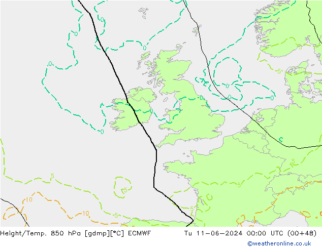 Z500/Regen(+SLP)/Z850 ECMWF di 11.06.2024 00 UTC