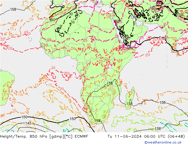 Z500/Rain (+SLP)/Z850 ECMWF  11.06.2024 06 UTC