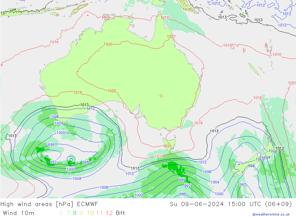 High wind areas ECMWF Ne 09.06.2024 15 UTC