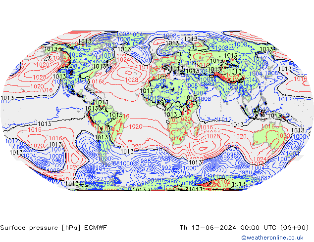 pression de l'air ECMWF jeu 13.06.2024 00 UTC