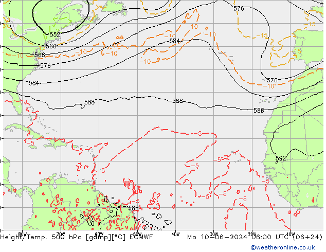 Z500/Rain (+SLP)/Z850 ECMWF Mo 10.06.2024 06 UTC