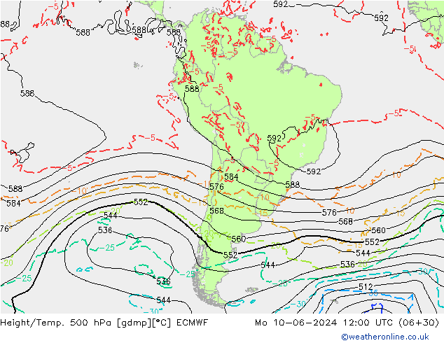 Z500/Yağmur (+YB)/Z850 ECMWF Pzt 10.06.2024 12 UTC