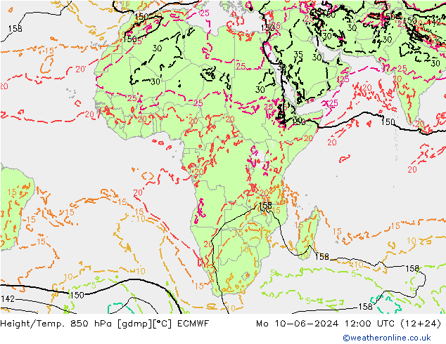 Z500/Rain (+SLP)/Z850 ECMWF Mo 10.06.2024 12 UTC