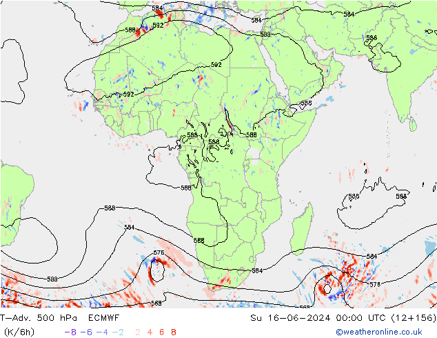 T-Adv. 500 hPa ECMWF Su 16.06.2024 00 UTC