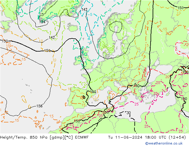 Z500/Rain (+SLP)/Z850 ECMWF Di 11.06.2024 18 UTC