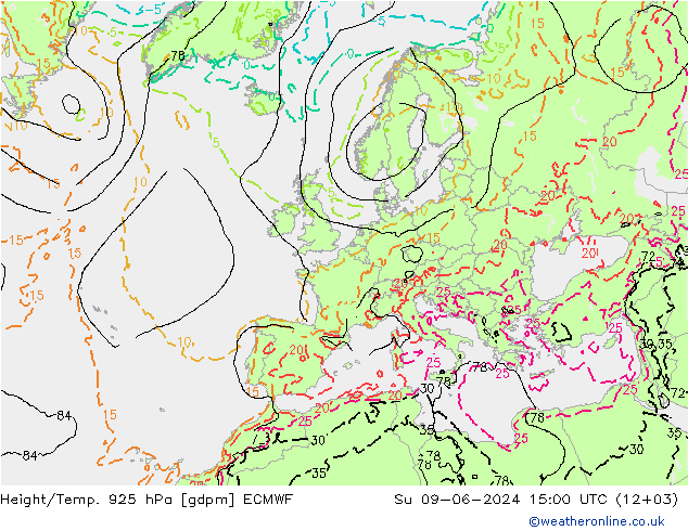 Height/Temp. 925 hPa ECMWF  09.06.2024 15 UTC