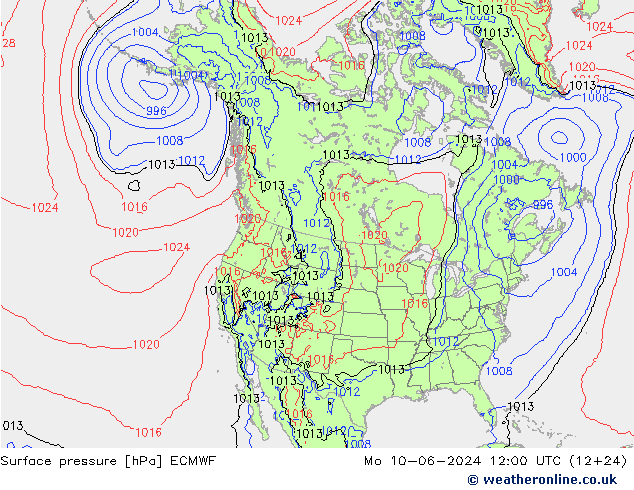 Bodendruck ECMWF Mo 10.06.2024 12 UTC