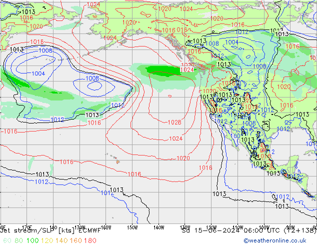 джет/приземное давление ECMWF сб 15.06.2024 06 UTC