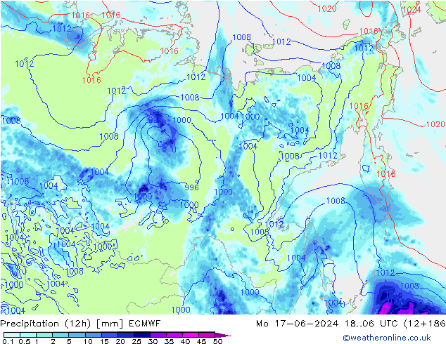 Yağış (12h) ECMWF Pzt 17.06.2024 06 UTC