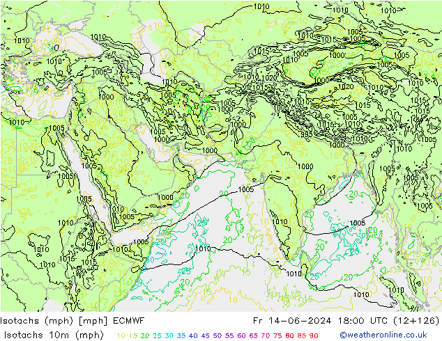 Isotachs (mph) ECMWF Fr 14.06.2024 18 UTC