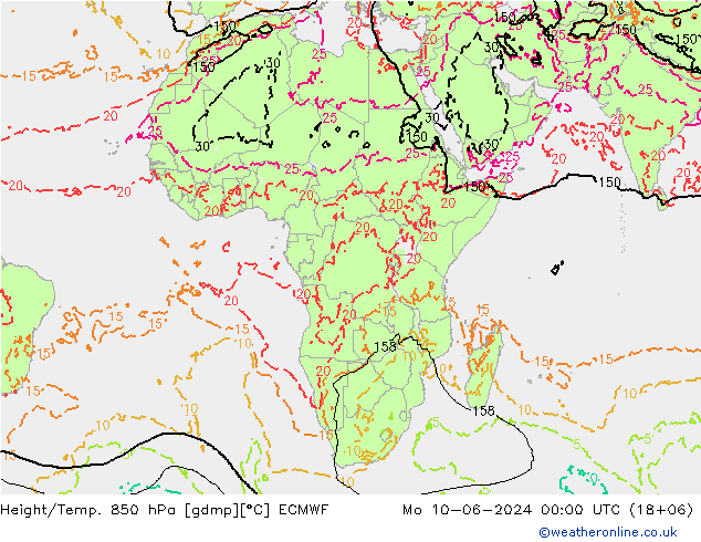 Z500/Rain (+SLP)/Z850 ECMWF пн 10.06.2024 00 UTC