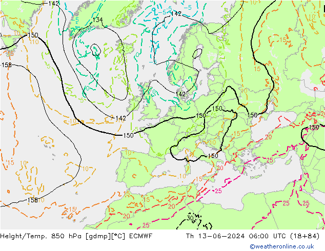 Z500/Yağmur (+YB)/Z850 ECMWF Per 13.06.2024 06 UTC