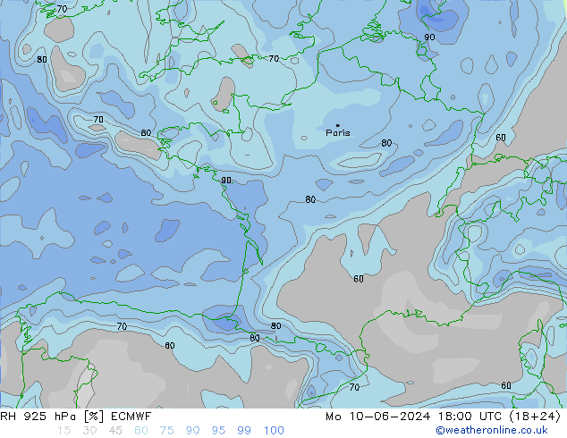 RH 925 hPa ECMWF Mo 10.06.2024 18 UTC