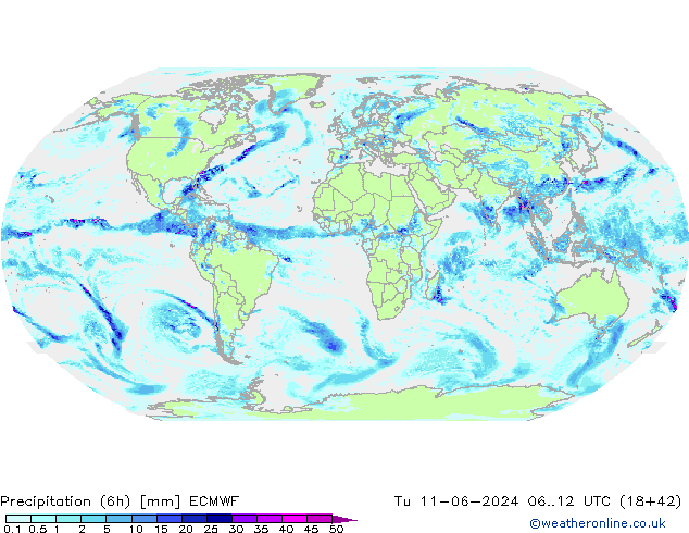 Z500/Rain (+SLP)/Z850 ECMWF wto. 11.06.2024 12 UTC
