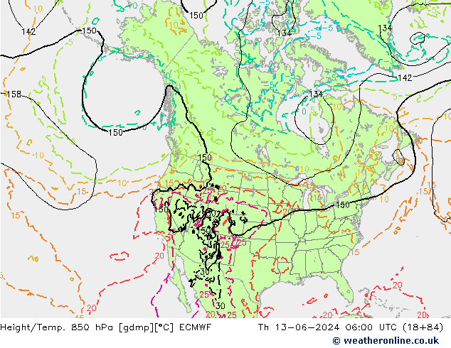 Z500/Rain (+SLP)/Z850 ECMWF jeu 13.06.2024 06 UTC