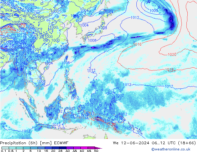 Z500/Regen(+SLP)/Z850 ECMWF wo 12.06.2024 12 UTC