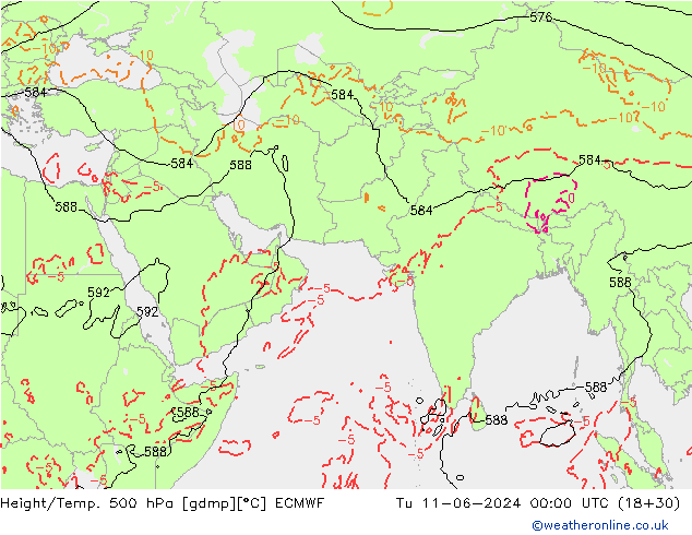 Z500/Regen(+SLP)/Z850 ECMWF di 11.06.2024 00 UTC