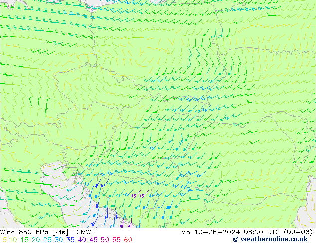Wind 850 hPa ECMWF Po 10.06.2024 06 UTC