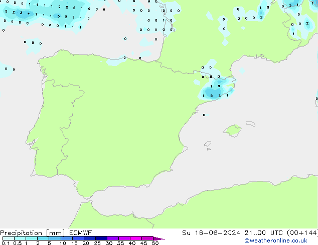 Neerslag ECMWF zo 16.06.2024 00 UTC