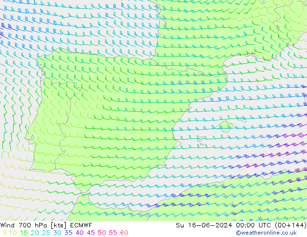 Wind 700 hPa ECMWF zo 16.06.2024 00 UTC