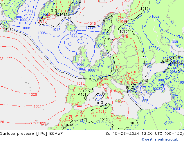 pressão do solo ECMWF Sáb 15.06.2024 12 UTC
