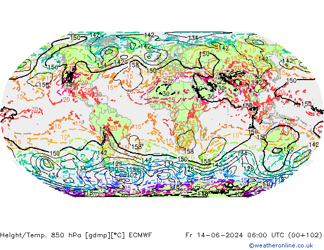 Height/Temp. 850 hPa ECMWF Fr 14.06.2024 06 UTC