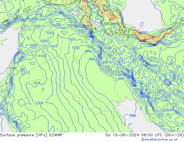 приземное давление ECMWF сб 15.06.2024 06 UTC