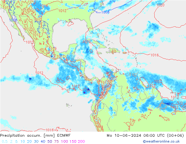 Nied. akkumuliert ECMWF Mo 10.06.2024 06 UTC