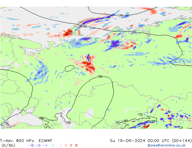 T-Adv. 850 hPa ECMWF Paz 16.06.2024 00 UTC