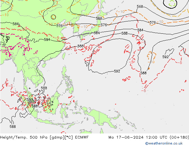 Hoogte/Temp. 500 hPa ECMWF ma 17.06.2024 12 UTC