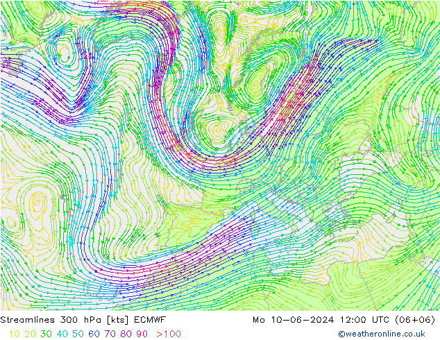 Rüzgar 300 hPa ECMWF Pzt 10.06.2024 12 UTC