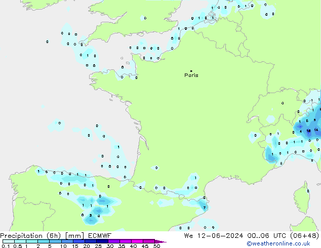 Z500/Rain (+SLP)/Z850 ECMWF We 12.06.2024 06 UTC