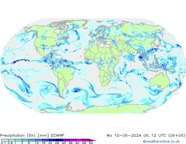 Totale neerslag (6h) ECMWF ma 10.06.2024 12 UTC