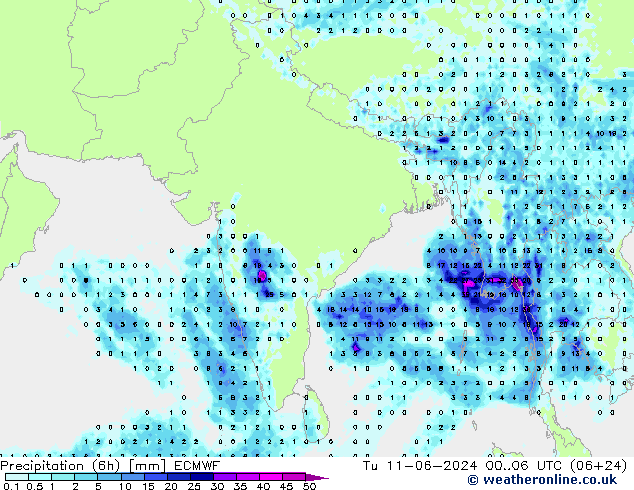 Z500/Yağmur (+YB)/Z850 ECMWF Sa 11.06.2024 06 UTC