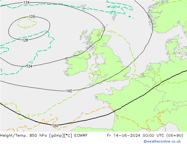 Height/Temp. 850 hPa ECMWF Fr 14.06.2024 00 UTC
